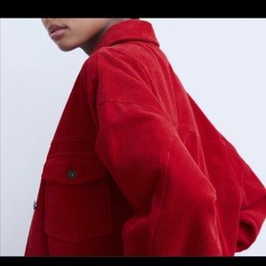 Zara Red Corduroy Shirt Jacket Size Medium